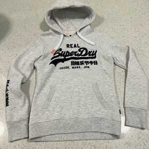 SUPERDRY Grey with Velvet Lettering Hoodie Women's Size 6